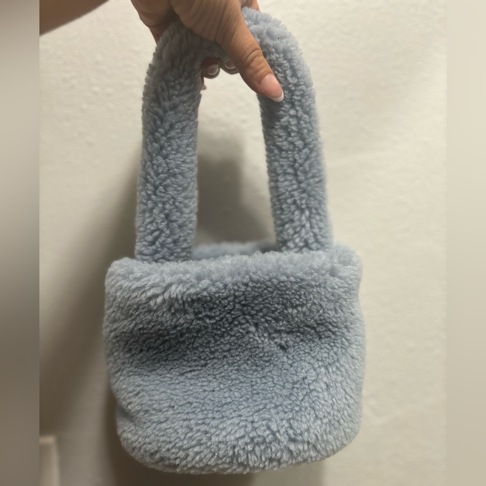 Baby Blue Sherpa Mini Bucket Bag